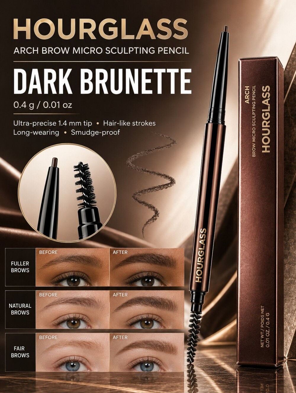 Hourglass Arch Brow Micro Sculpting Pencil – Dark Brunette